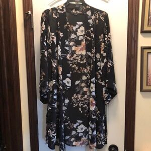 Floral Black Kimono Cardigan